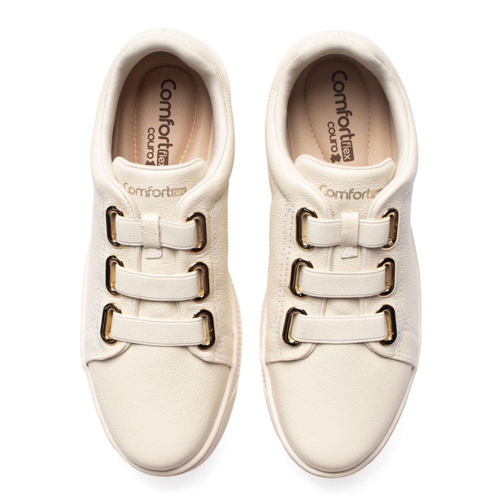 Tênis Feminino Comfortflex Couro Bege Claro Bege Claro 4