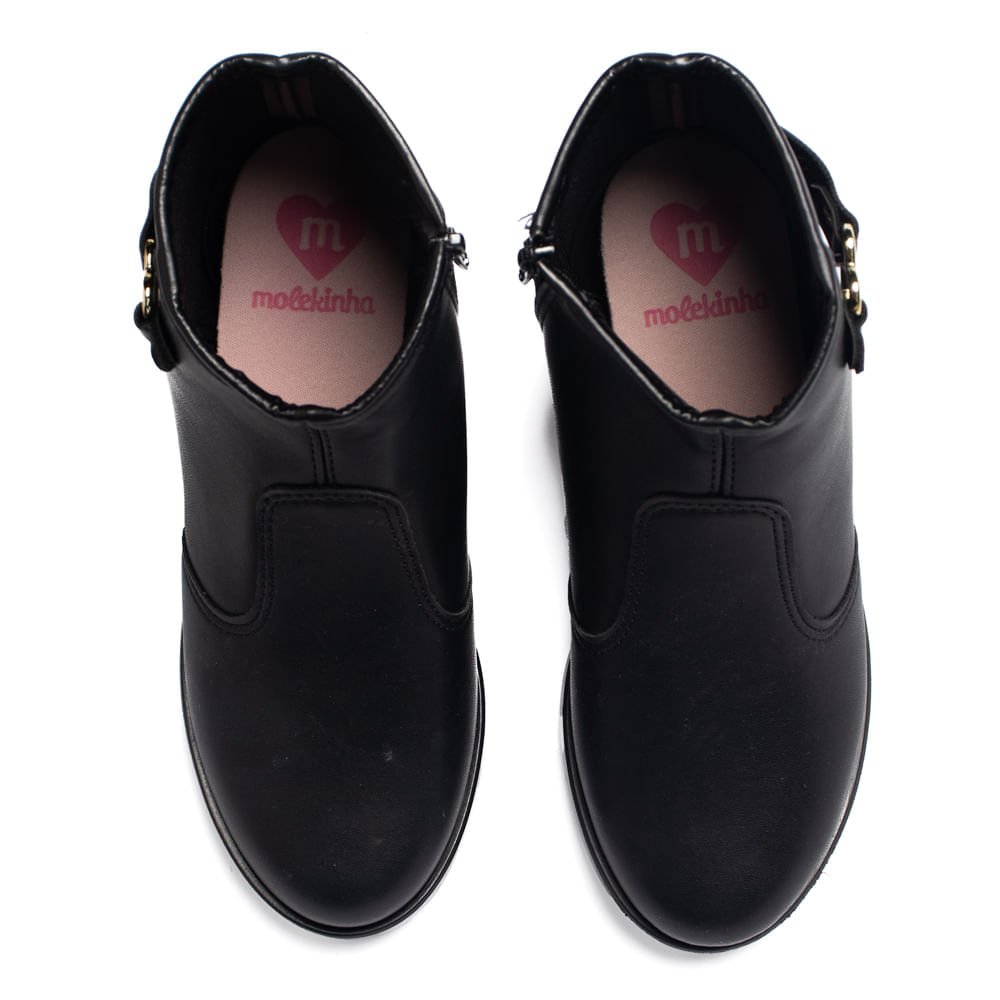 Bota Infantil Molekinha Tira com Pingente Coração Preto Preto 4