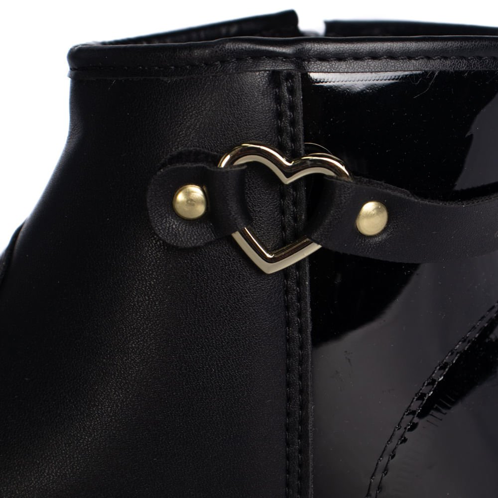 Bota Infantil Molekinha Tira com Pingente Coração Preto Preto 5