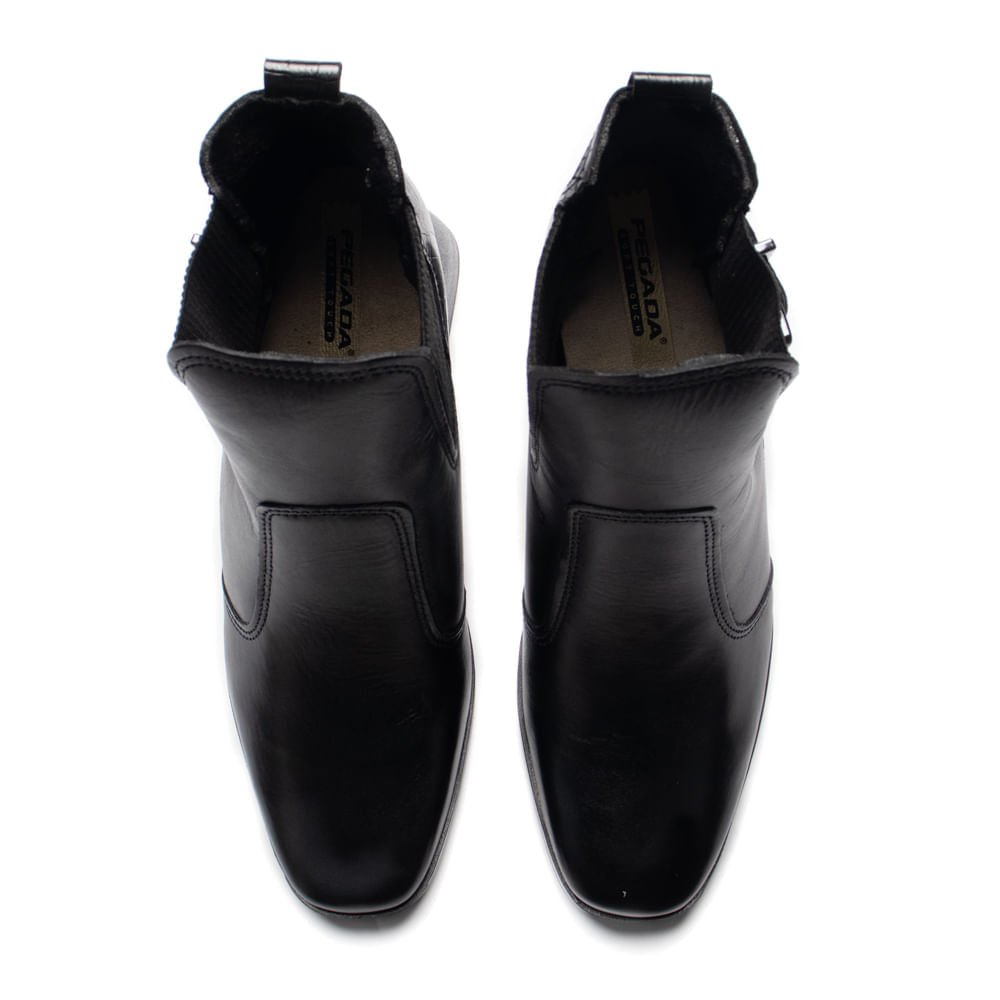 Bota Feminina Pegada Cano Curto Croco de Couro Preto Preto 4