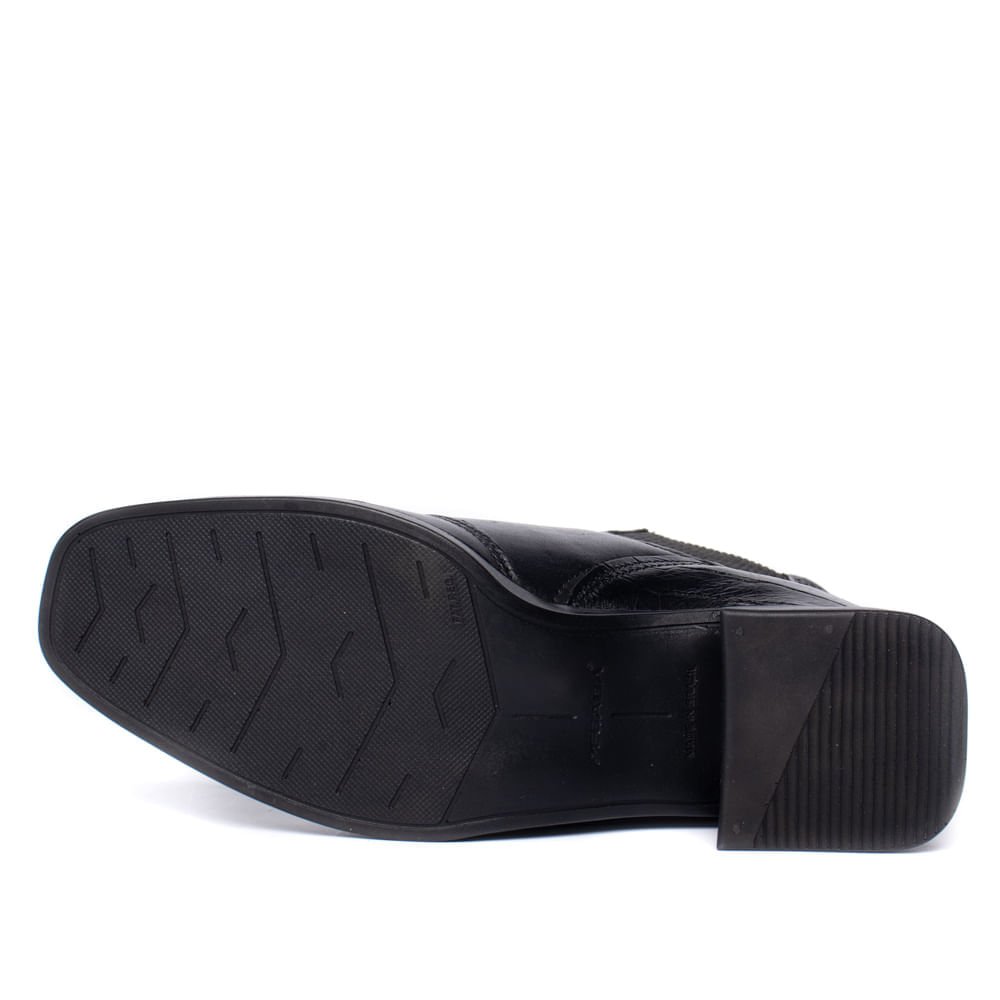 Bota Feminina Pegada Cano Curto Croco de Couro Preto Preto 2