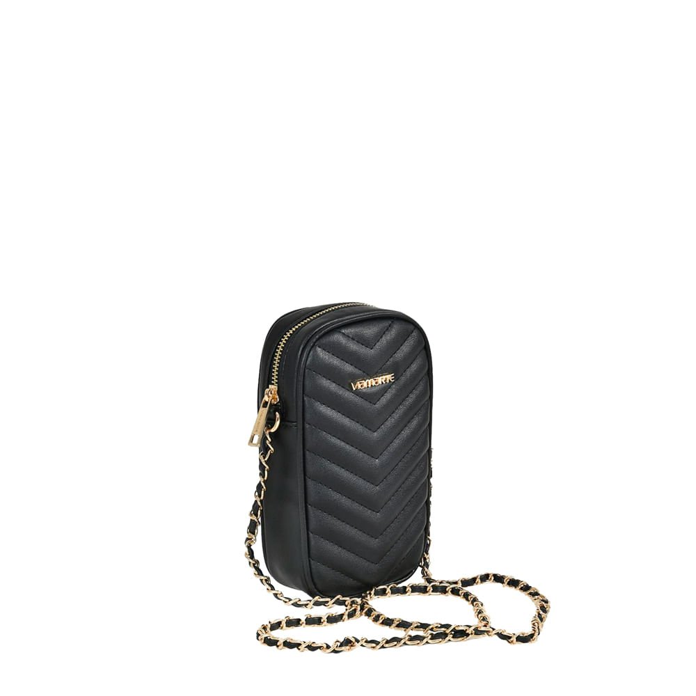 Bolsa Feminina Via Marte Shoulder Bag Matelassê Preto Preto 2