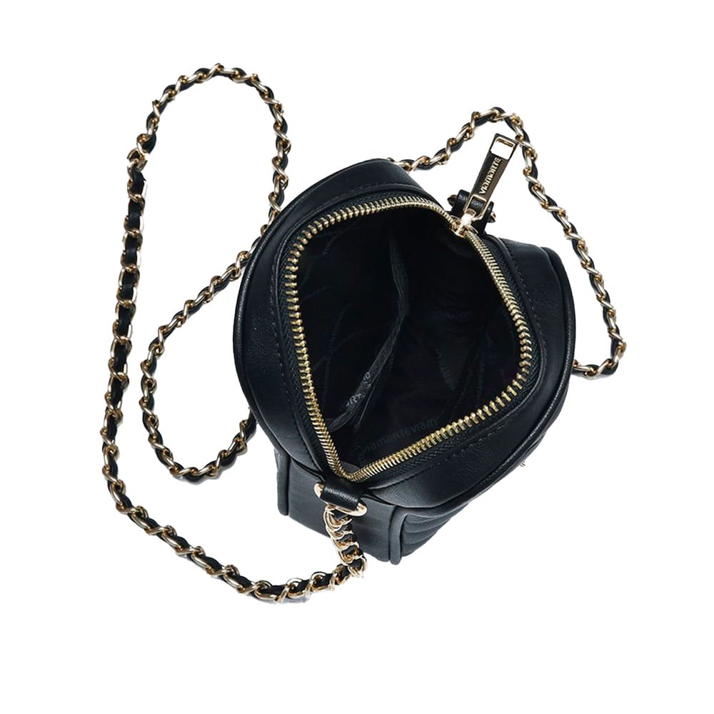 Bolsa Feminina Via Marte Shoulder Bag Matelassê Preto Preto 4
