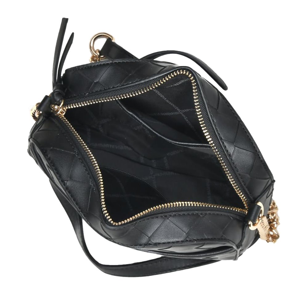 Bolsa Feminina Via Marte Transversal Pequena Napa Preta Preto 3