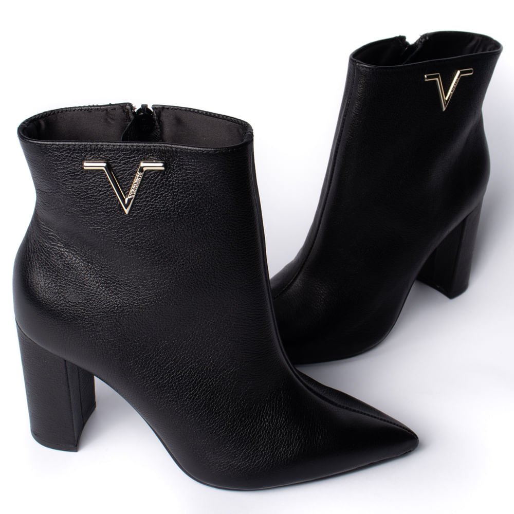 Bota Feminina Via Marte Cano Curto Couro Preto Preto 5