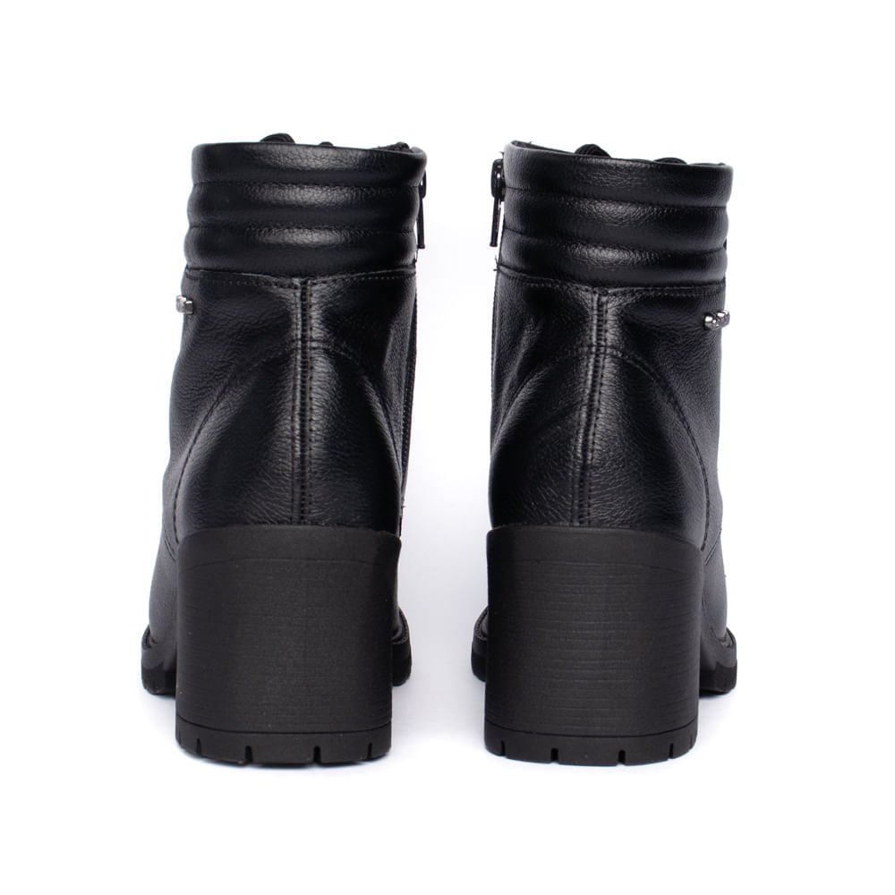 Bota Feminina Comfortflex Cano Curto Couro Preto Preto 3