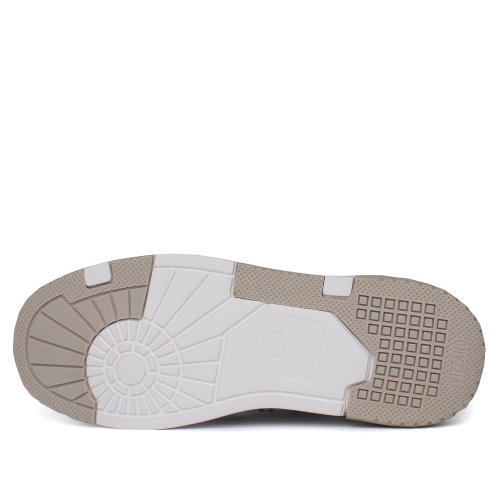 Tênis Feminino Vizzano Recortes e Cordão Branco/Cinza Branco/Bege 2