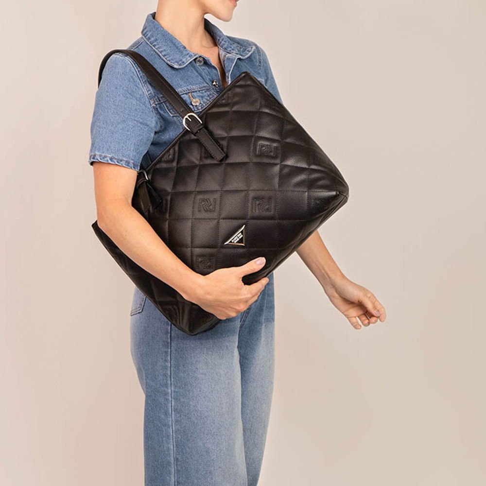 Bolsa Feminina Rafitthy Tiracolo Média Monograma Preta Preto 5