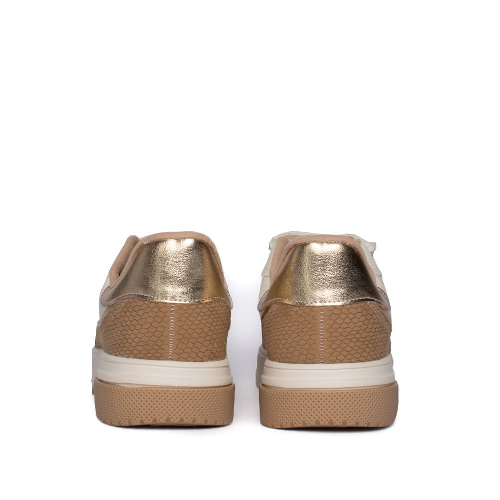 Tênis Feminino Vizzano Recortes Texturizado Bege/Dourado Bege/Ouro 3