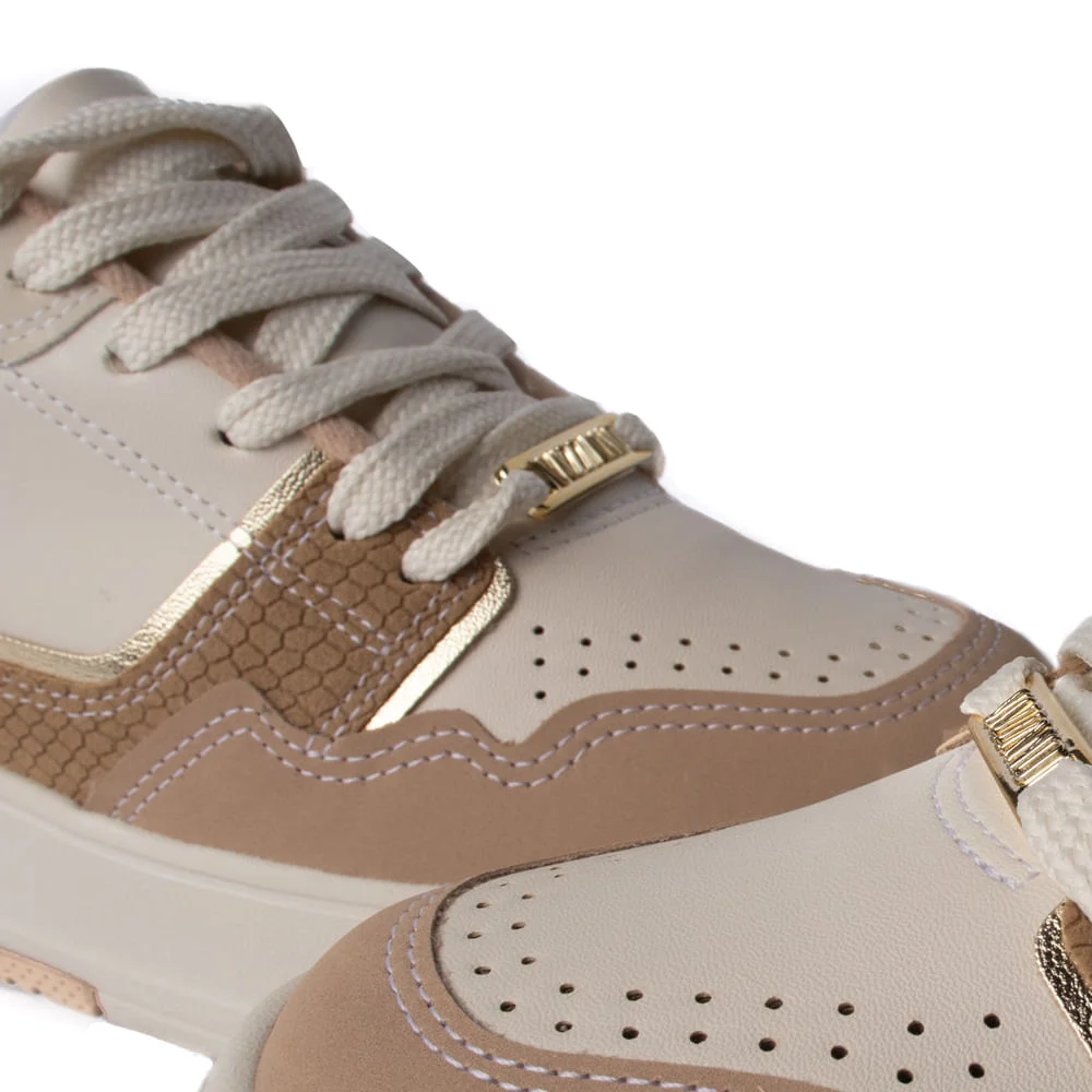 Tênis Feminino Vizzano Recortes Texturizado Bege/Dourado Bege/Ouro 5