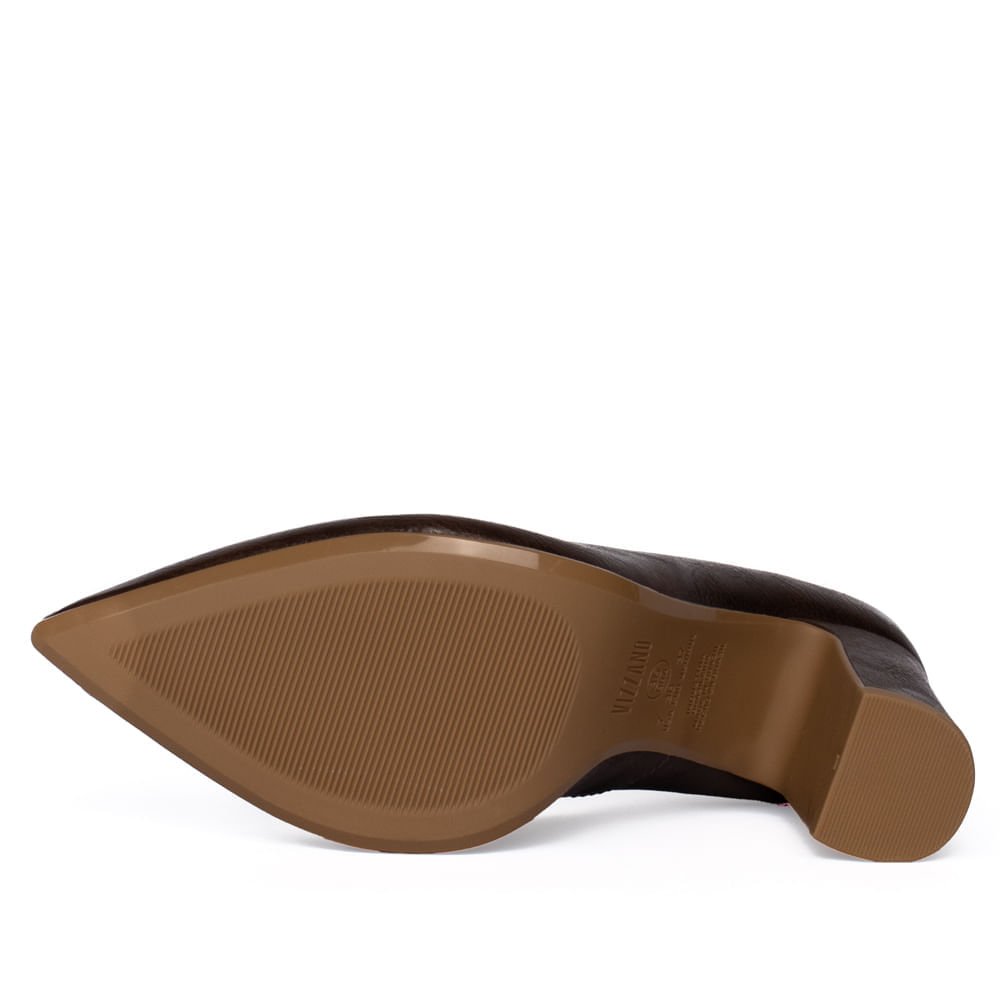 Sapato Feminino Vizzano Scarpin Salto Grosso Marrom Escuro Marrom Escuro 2