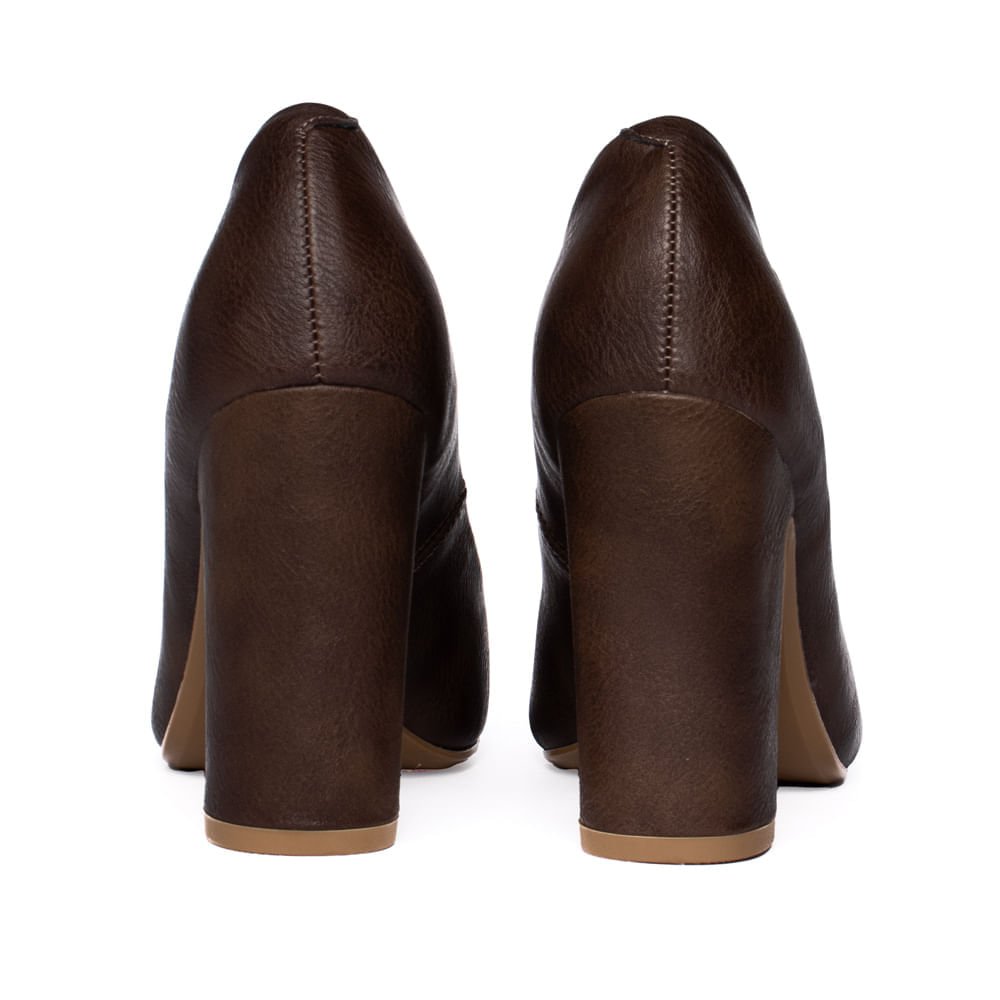 Sapato Feminino Vizzano Scarpin Salto Grosso Marrom Escuro Marrom Escuro 3