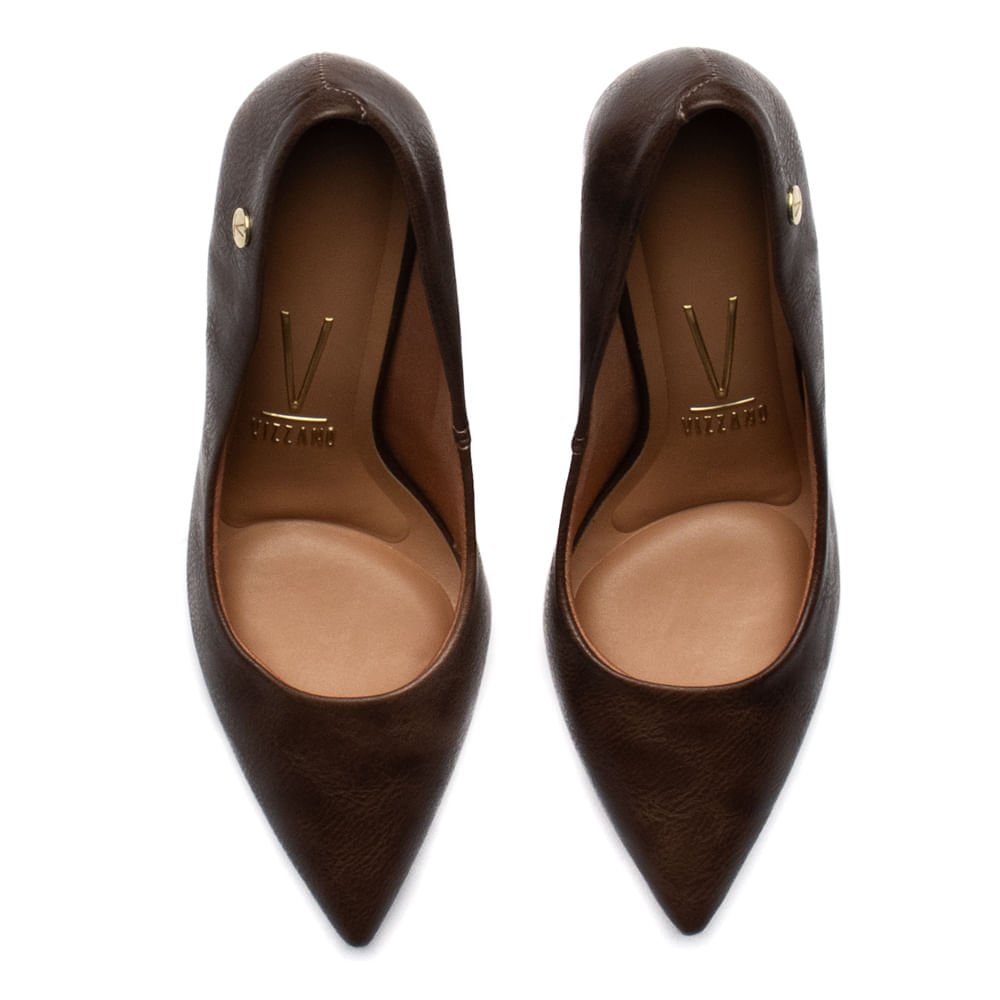 Sapato Feminino Vizzano Scarpin Salto Grosso Marrom Escuro Marrom Escuro 4