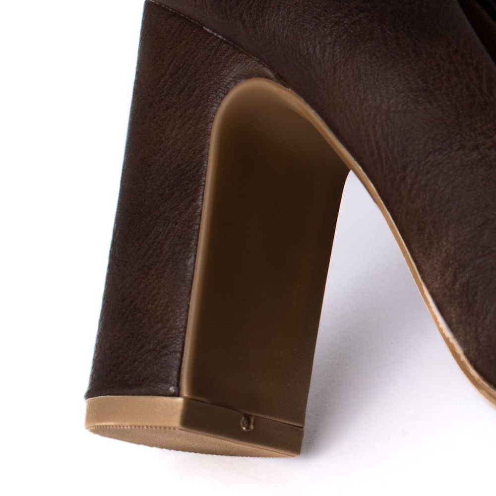 Sapato Feminino Vizzano Scarpin Salto Grosso Marrom Escuro Marrom Escuro 5