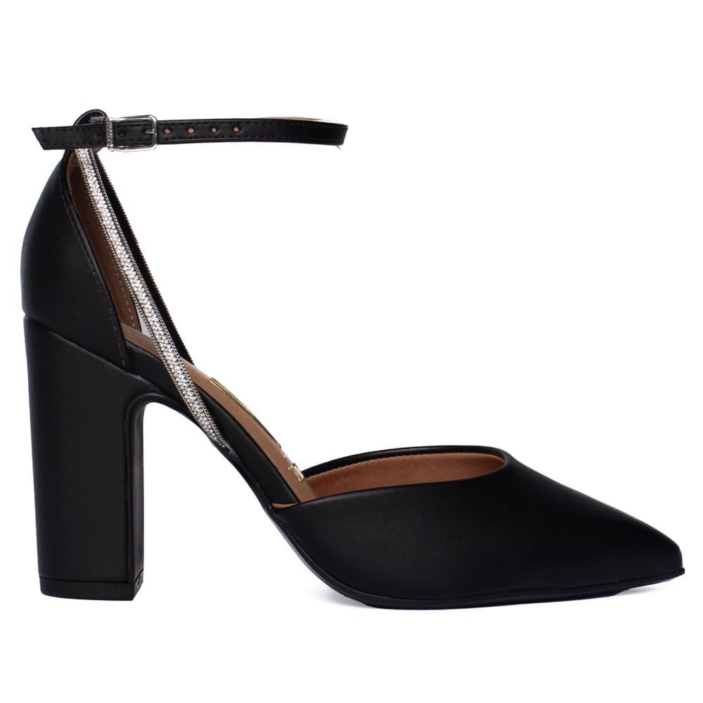 Sapato Feminino Vizzano Scarpin Strass e Tiras Preto
