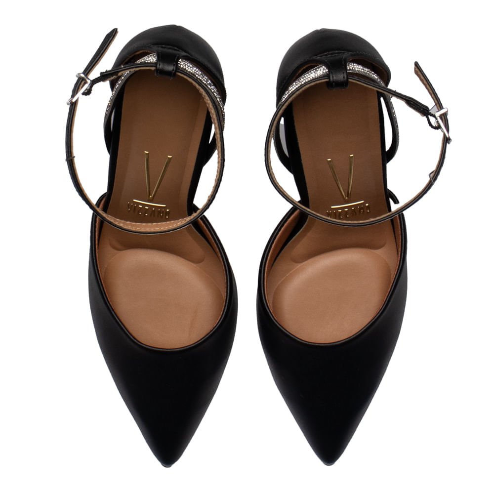 Sapato Feminino Vizzano Scarpin Strass e Tiras Preto Preto 4