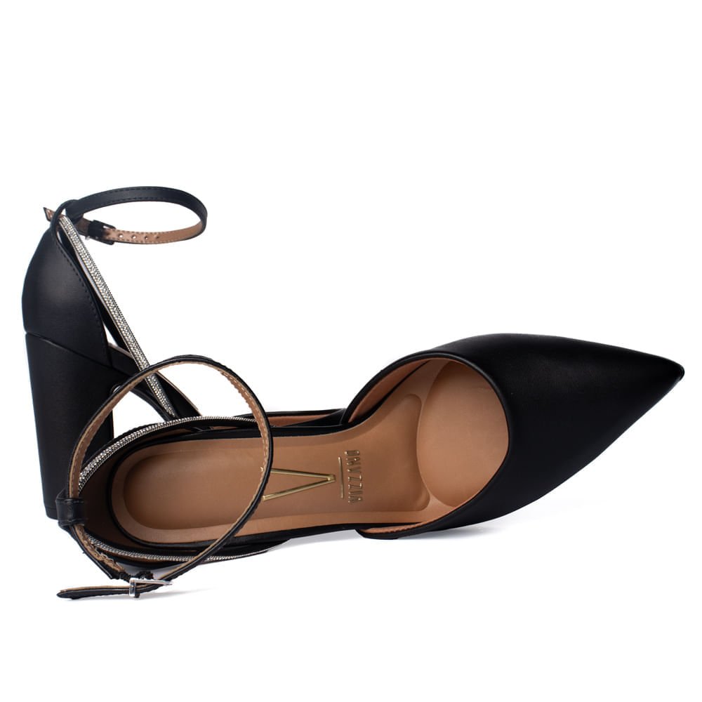 Sapato Feminino Vizzano Scarpin Strass e Tiras Preto Preto 5
