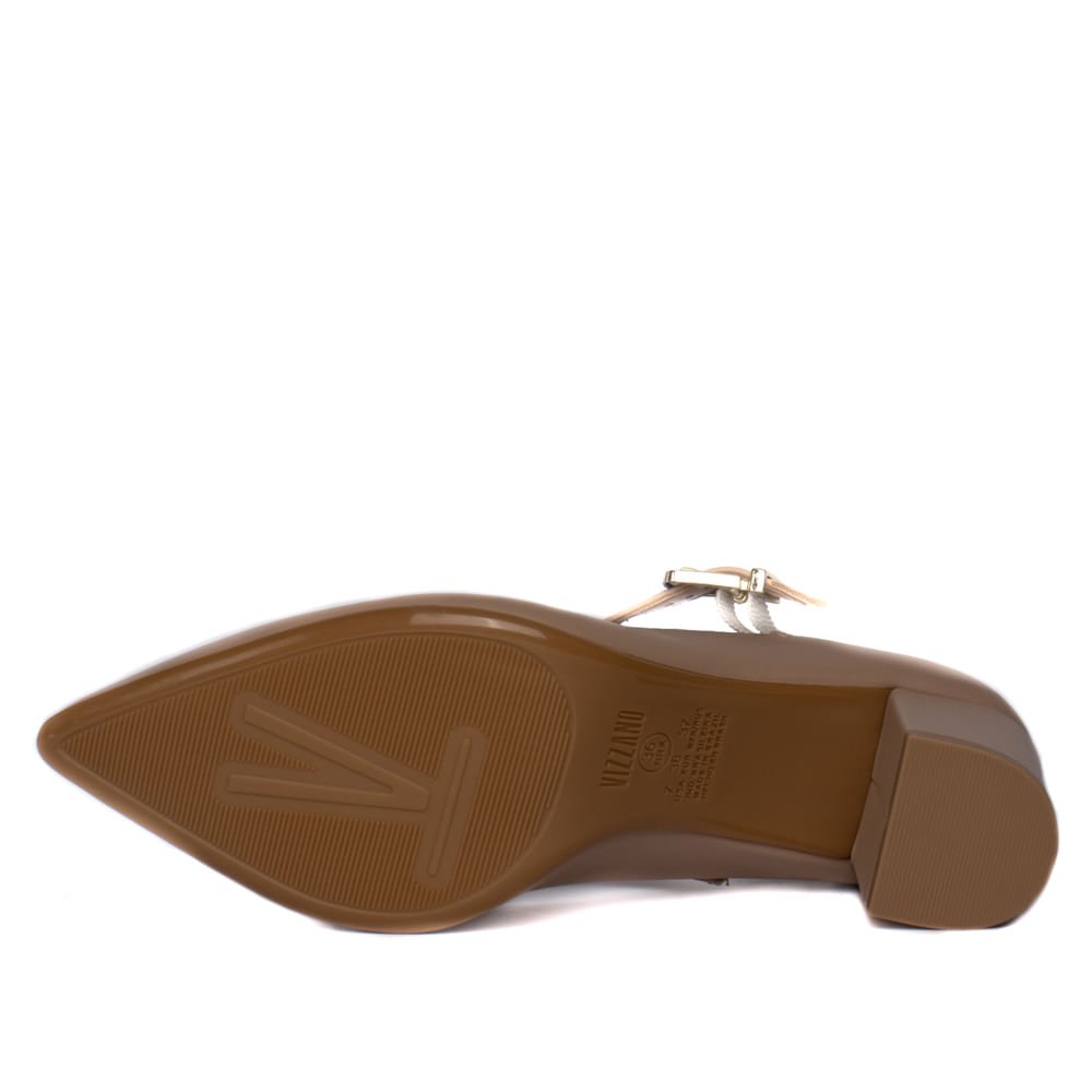 Sapato Feminino Vizzano Scarpin Pelica Bico Fino Bege Bege 2