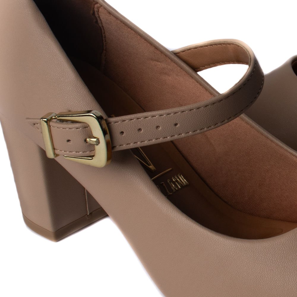 Sapato Feminino Vizzano Scarpin Pelica Bico Fino Bege Bege 5