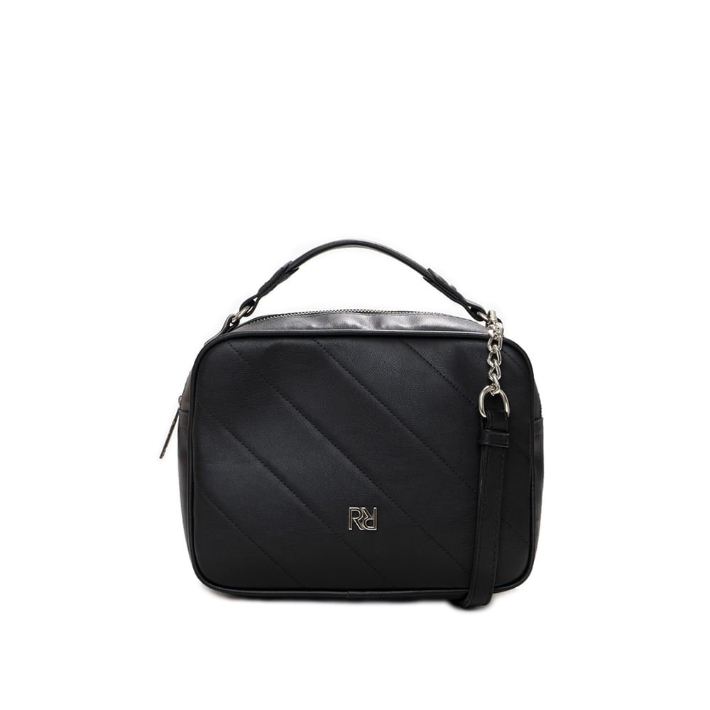 Bolsa Feminina Rafitthy Transversal Pequena Monograma Preta