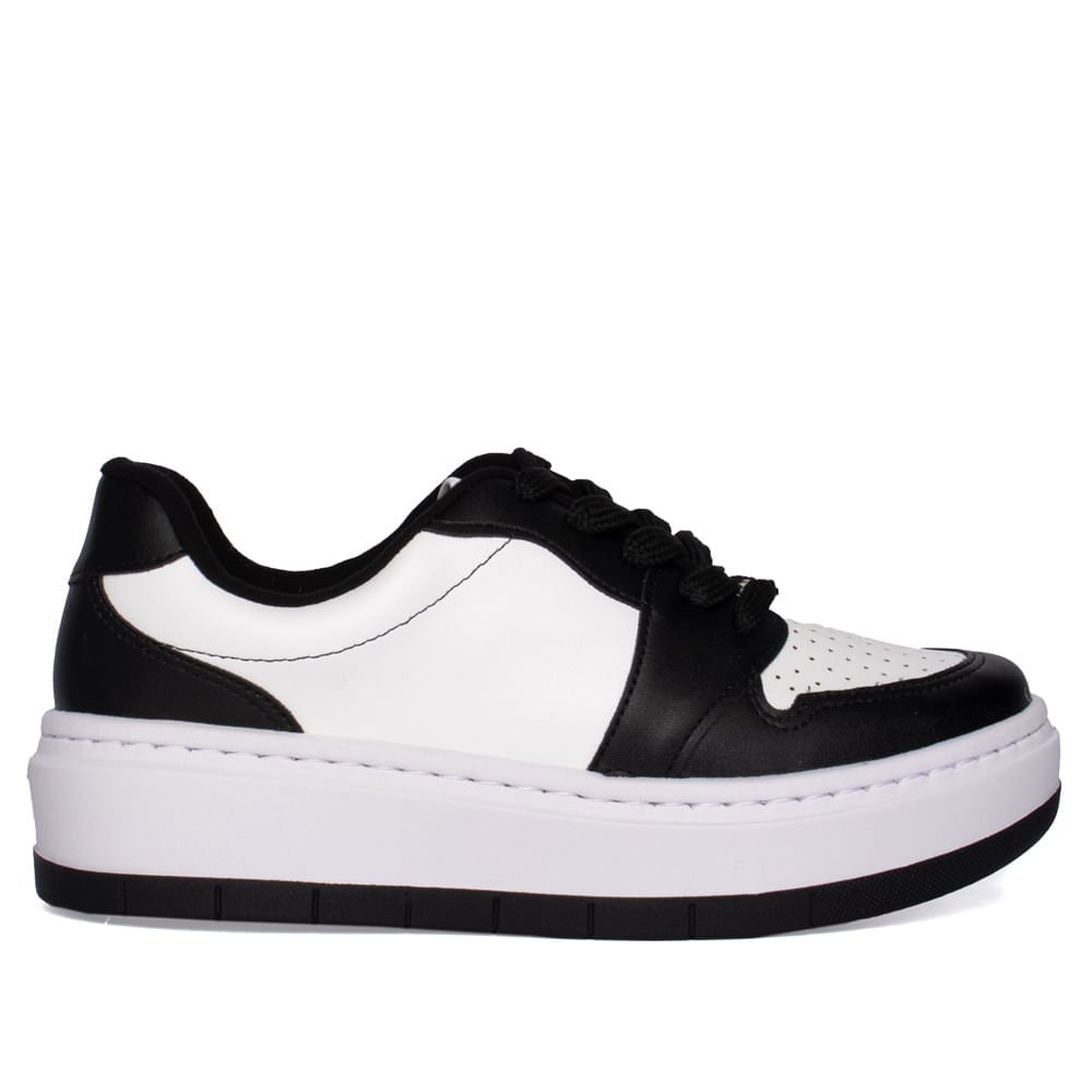 Tênis Feminino Vizzano Casual Recortes Branco/Preto Branco/Preto 1