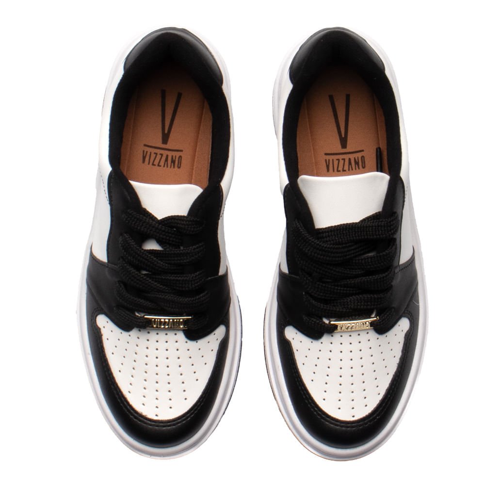 Tênis Feminino Vizzano Casual Recortes Branco/Preto Branco/Preto 4