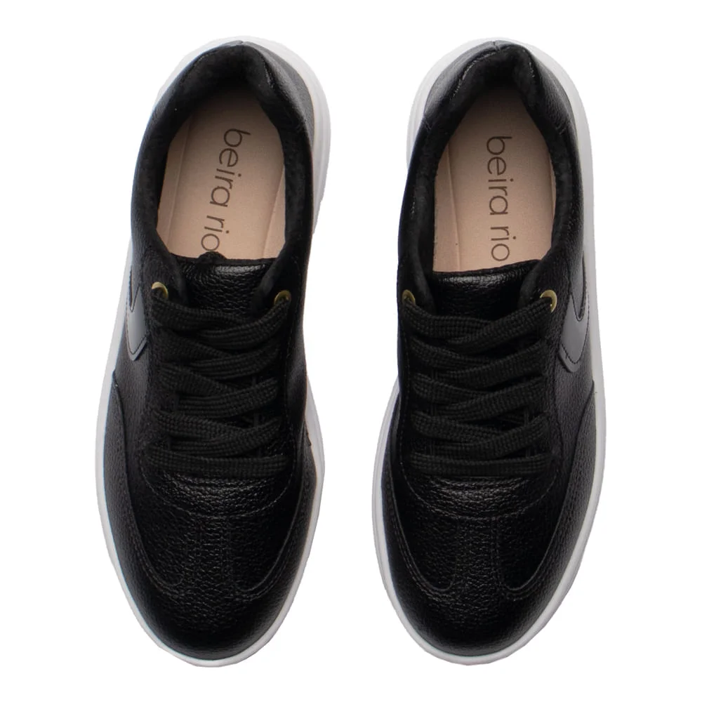 Tênis Feminino Beira Rio Casual Napa Texturizada Preto Preto 4