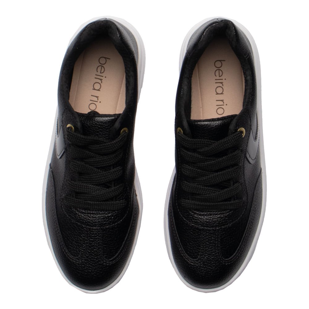 Tênis Feminino Beira Rio Casual Napa Texturizada Preto Preto 4