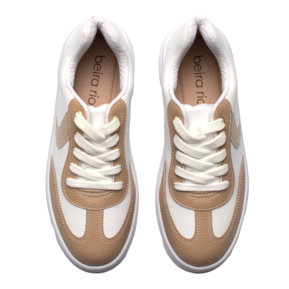 Tênis Feminino Beira Rio Casual Napa Texturizada Branco/Bege Branco/Bege 4