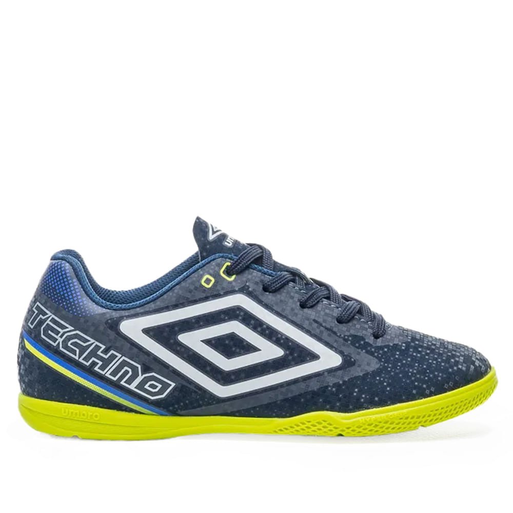 Chuteira Infantil Umbro de Futsal Techno II Jr. Marinho/Verde