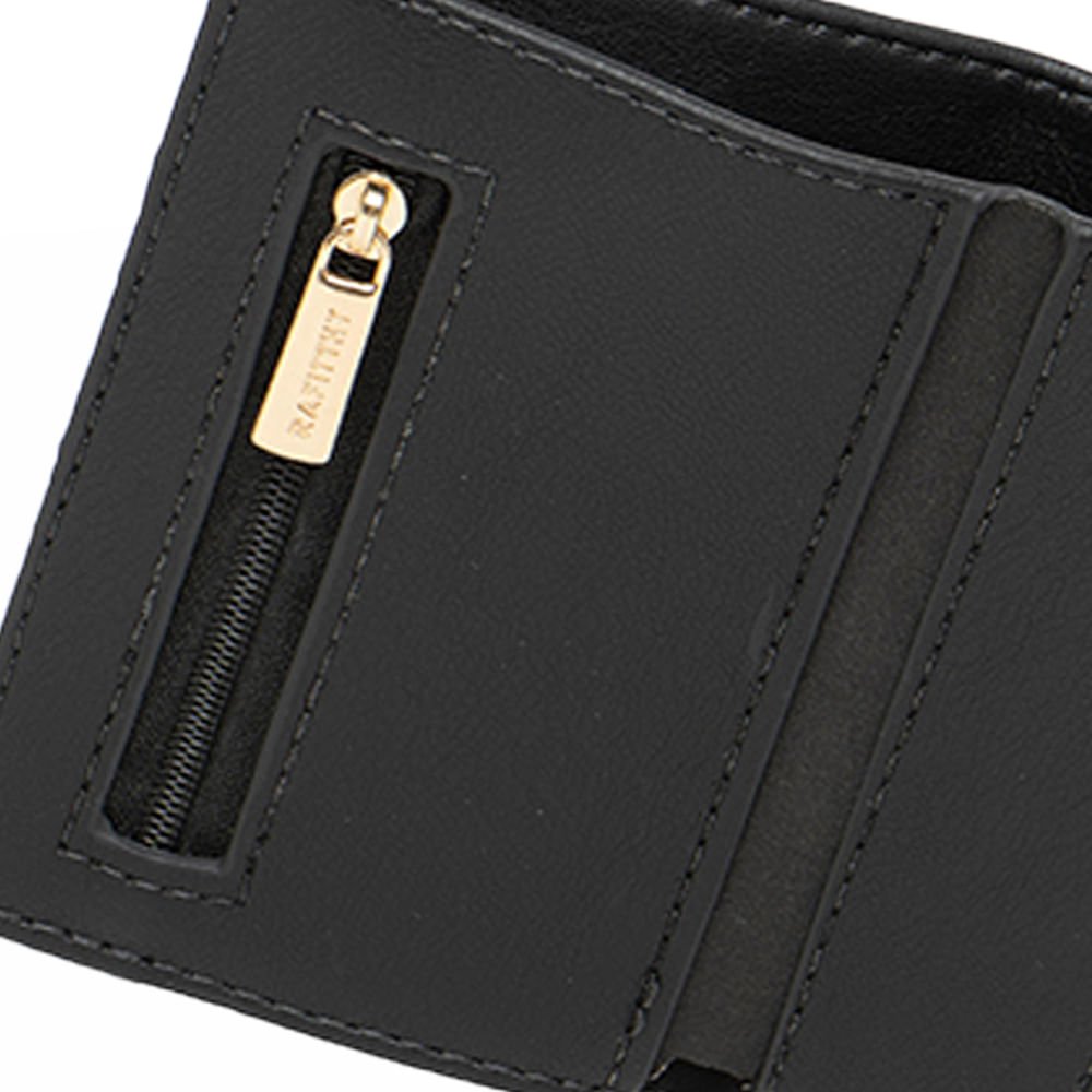 Carteira Feminina Rafitthy Pequena Compartimentos Preto Preto 4