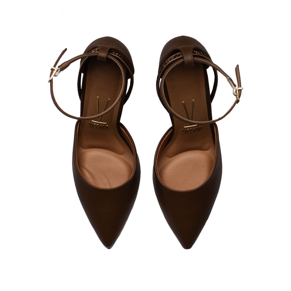 Sapato Feminino Vizzano Scarpin Strass e Tiras Cappuccino Capuccino 4