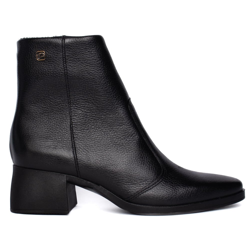 Bota Feminina Pegada Burnished Cano Curto Couro Preto