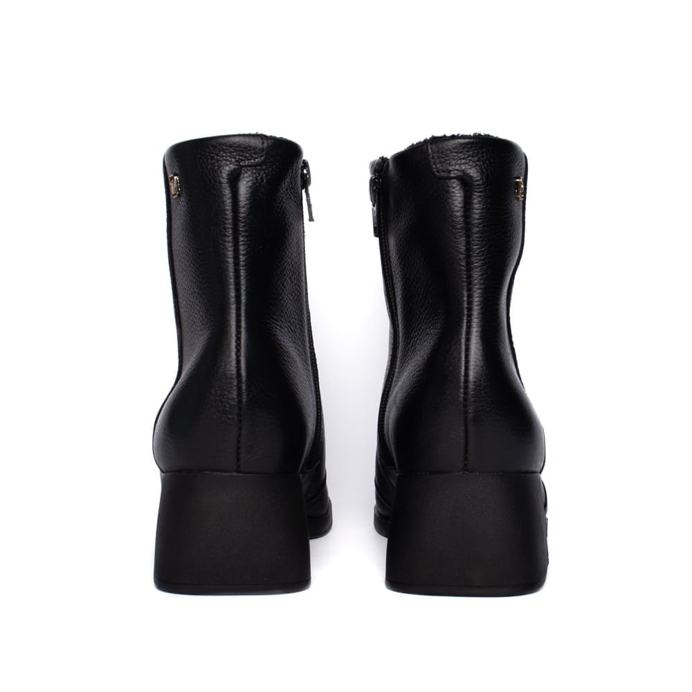 Bota Feminina Pegada Burnished Cano Curto Couro Preto Preto 3