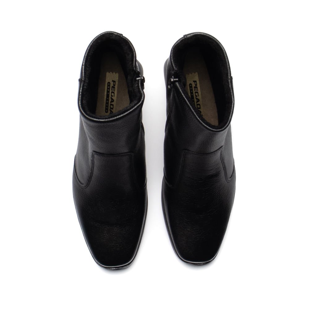 Bota Feminina Pegada Burnished Cano Curto Couro Preto Preto 4