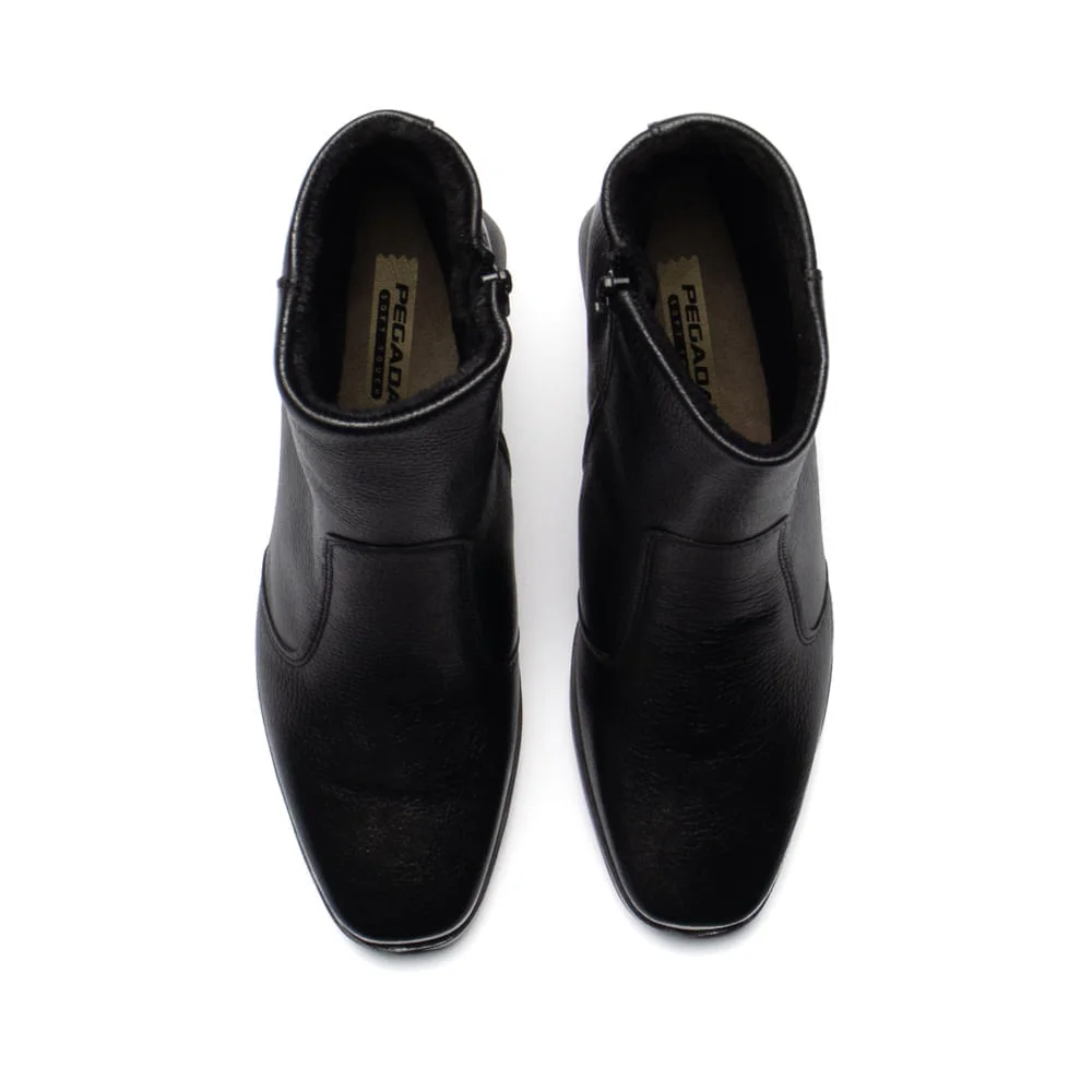 Bota Feminina Pegada Burnished Cano Curto Couro Preto Preto 4