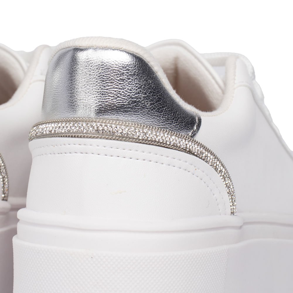 Tênis Feminino Vizzano Pelica Detalhe Prata Branco Branco 5