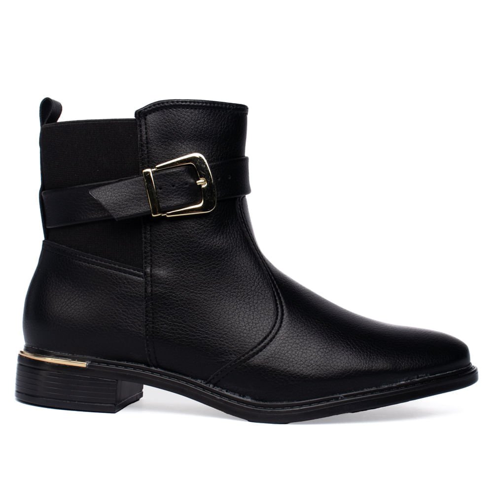 Bota Feminina Vizzano Cano Curto Napa Dourado Preto