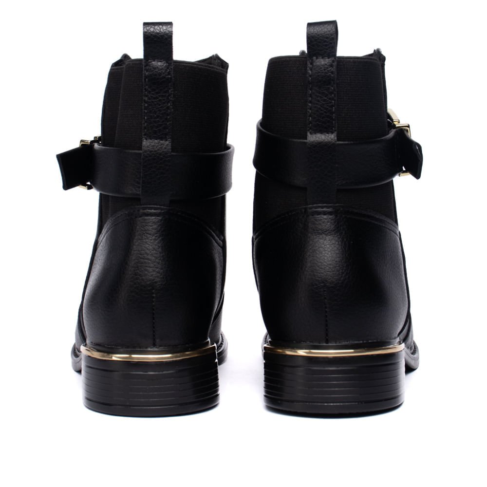 Bota Feminina Vizzano Cano Curto Napa Dourado Preto Preto 3