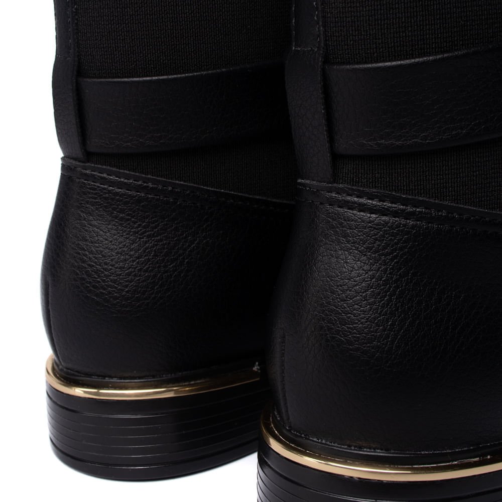 Bota Feminina Vizzano Cano Curto Napa Dourado Preto Preto 5