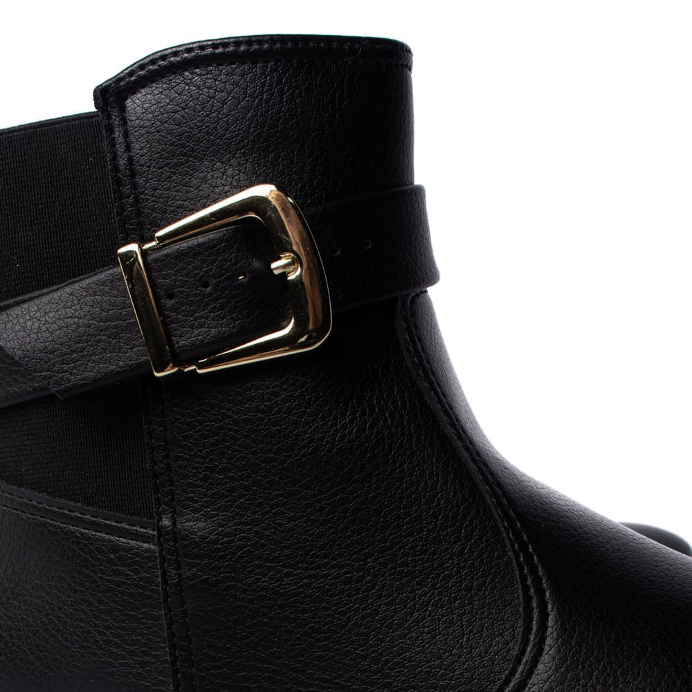 Bota Feminina Vizzano Cano Curto Napa Dourado Preto Preto 6