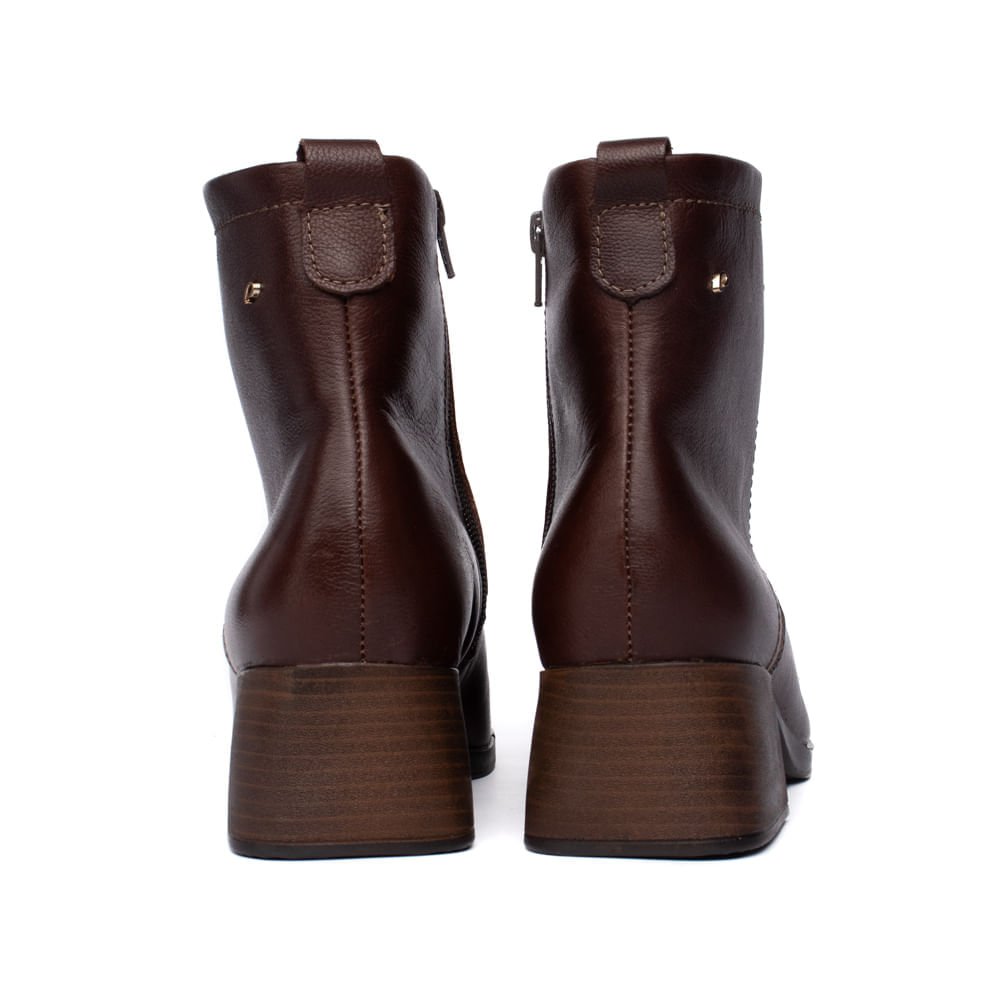 Bota Feminina Pegada em Couro com Cadarço Marrom Marrom 3