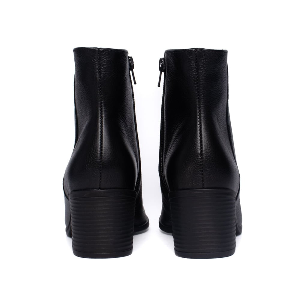 Bota Feminina Via Marte Couro Cano Curto Salto Médio Preto Preto 3