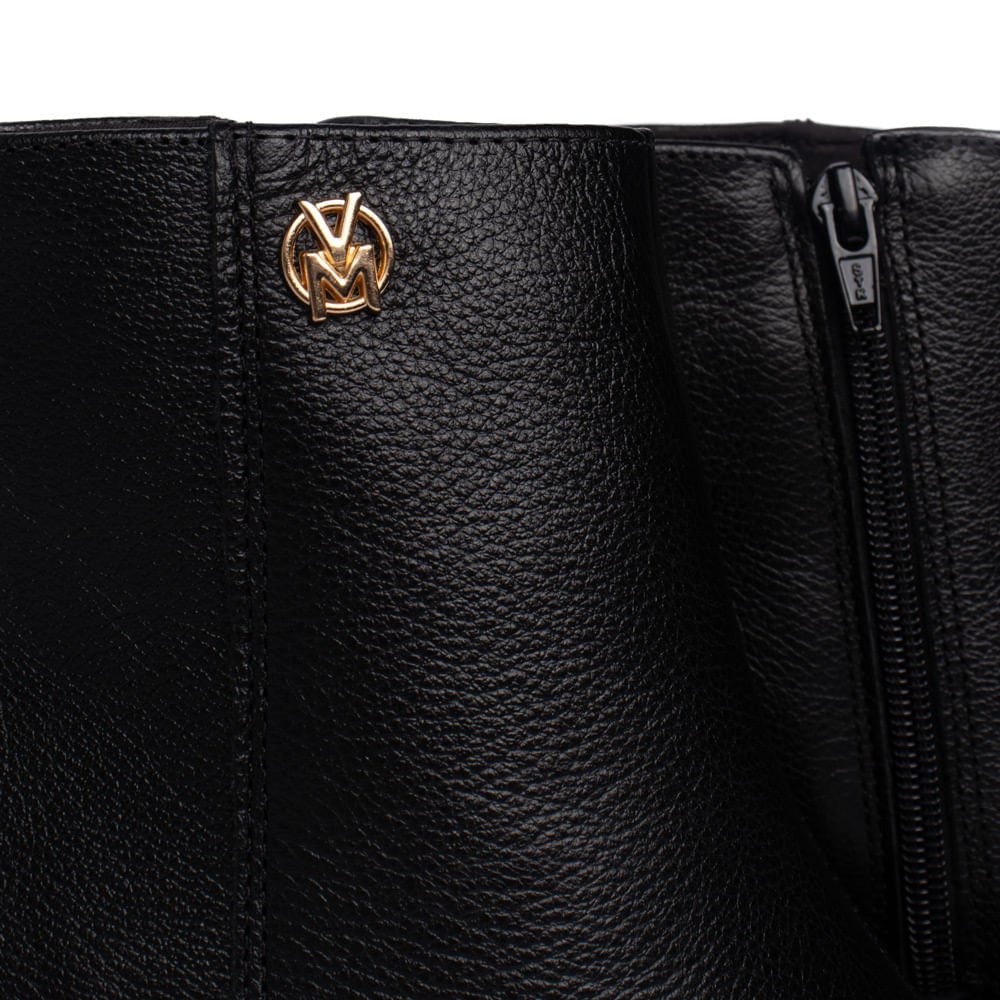 Bota Feminina Via Marte Couro Cano Curto Salto Médio Preto Preto 5