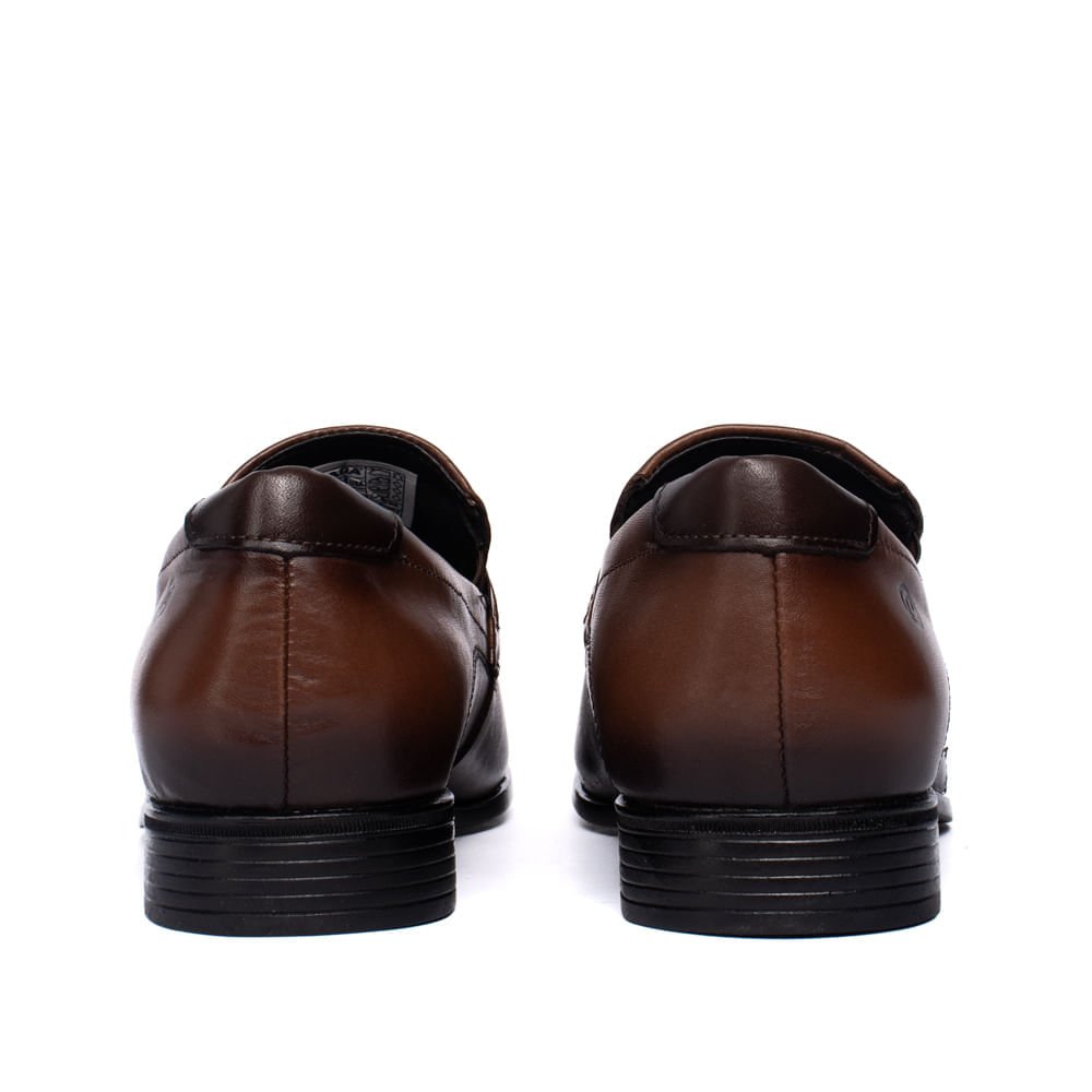 Sapato Masculino Pegada Calce Fácil Couro Pinhão/Marrom Marrom 3