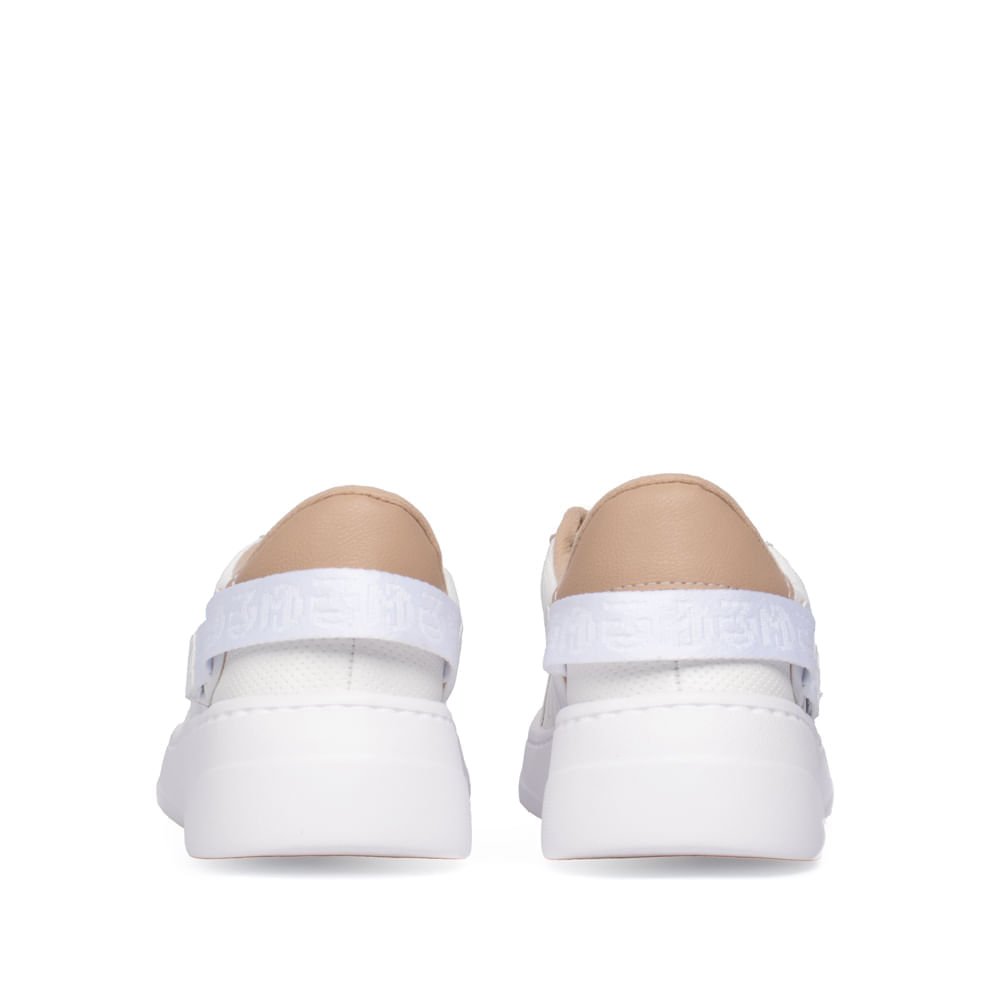 Tênis Feminino Modare Napa Microfuros Ilhós Dourado Branco Branco 3