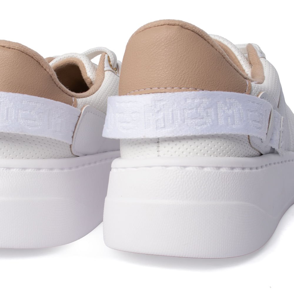Tênis Feminino Modare Napa Microfuros Ilhós Dourado Branco Branco 5
