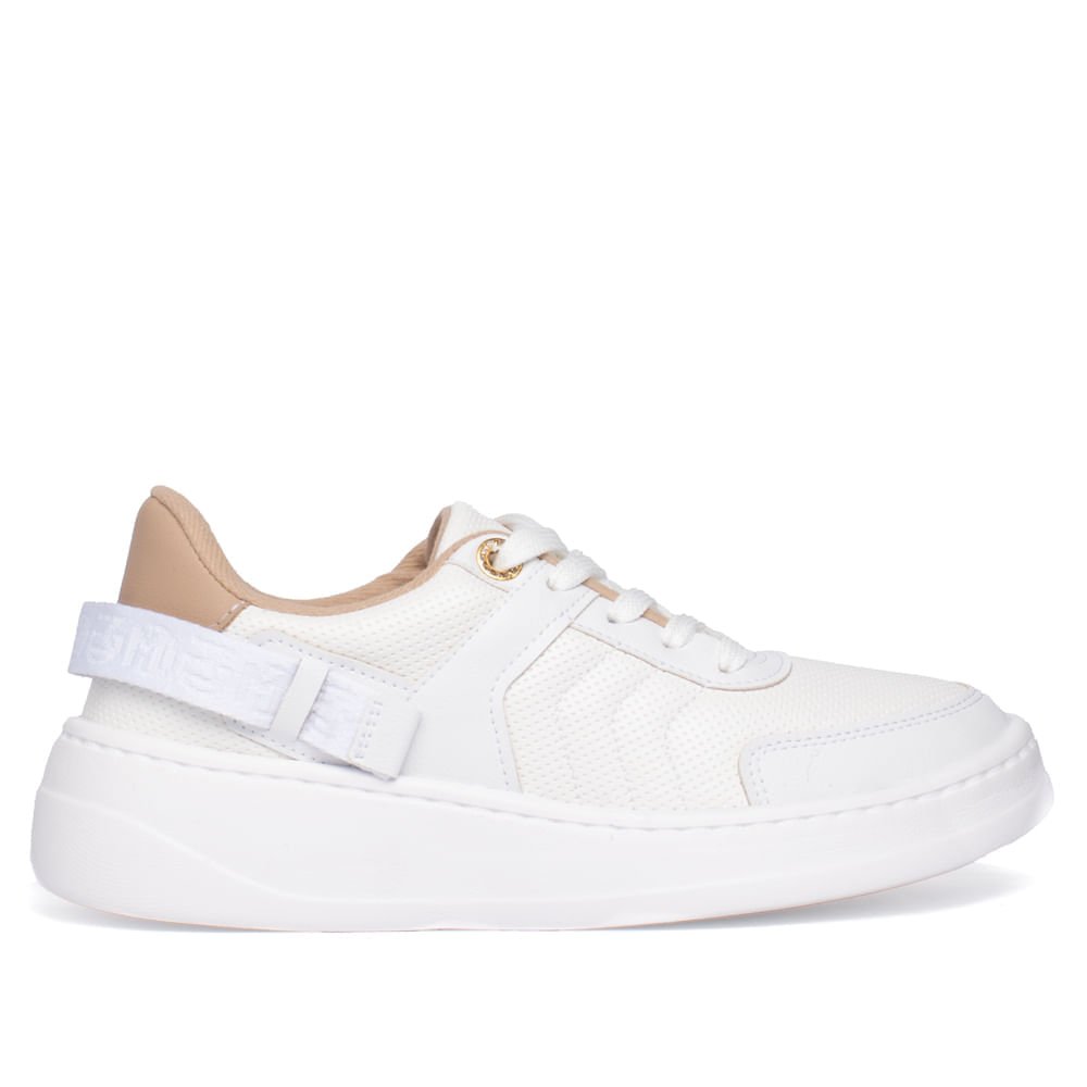 Tênis Feminino Modare Napa Microfuros Ilhós Dourado Branco