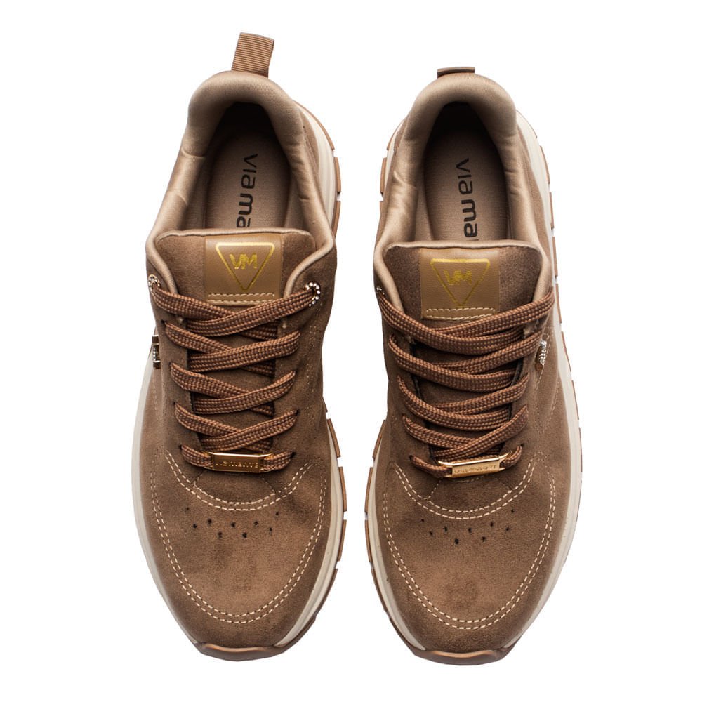 Tênis Feminino Via marte Tratorado Camurça Marrom Claro Marrom Claro 4