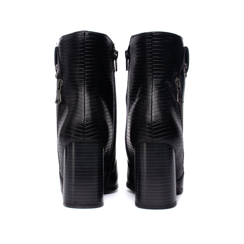 Bota Feminina Ramarim Napa Cano Curto Bico Fino Preto Preto 3